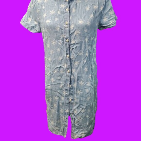 Summer Palm Tree Shirt Dress - Picture 2 of 10